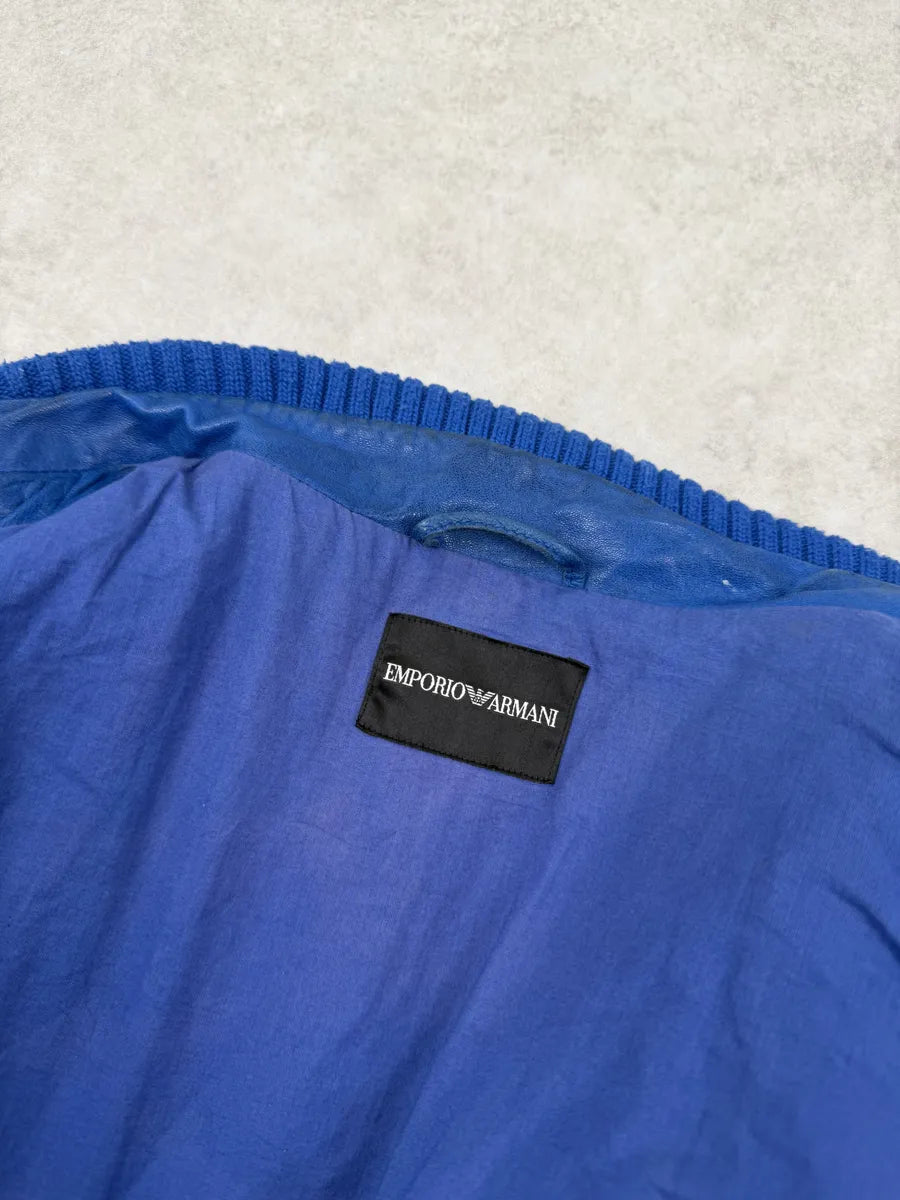 SS2012 Emporio Armani Blue Petrol Leather Jacket  okLQfrm 10