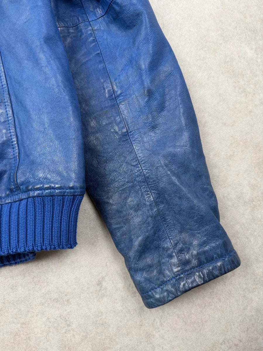 SS2012 Emporio Armani Blue Petrol Leather Jacket  okLQfrm 6