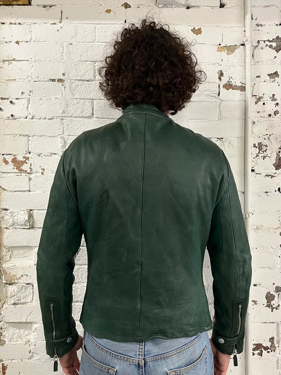 SS2012 Emporio Armani Green Biker Leather Jacket BRjutVr 2