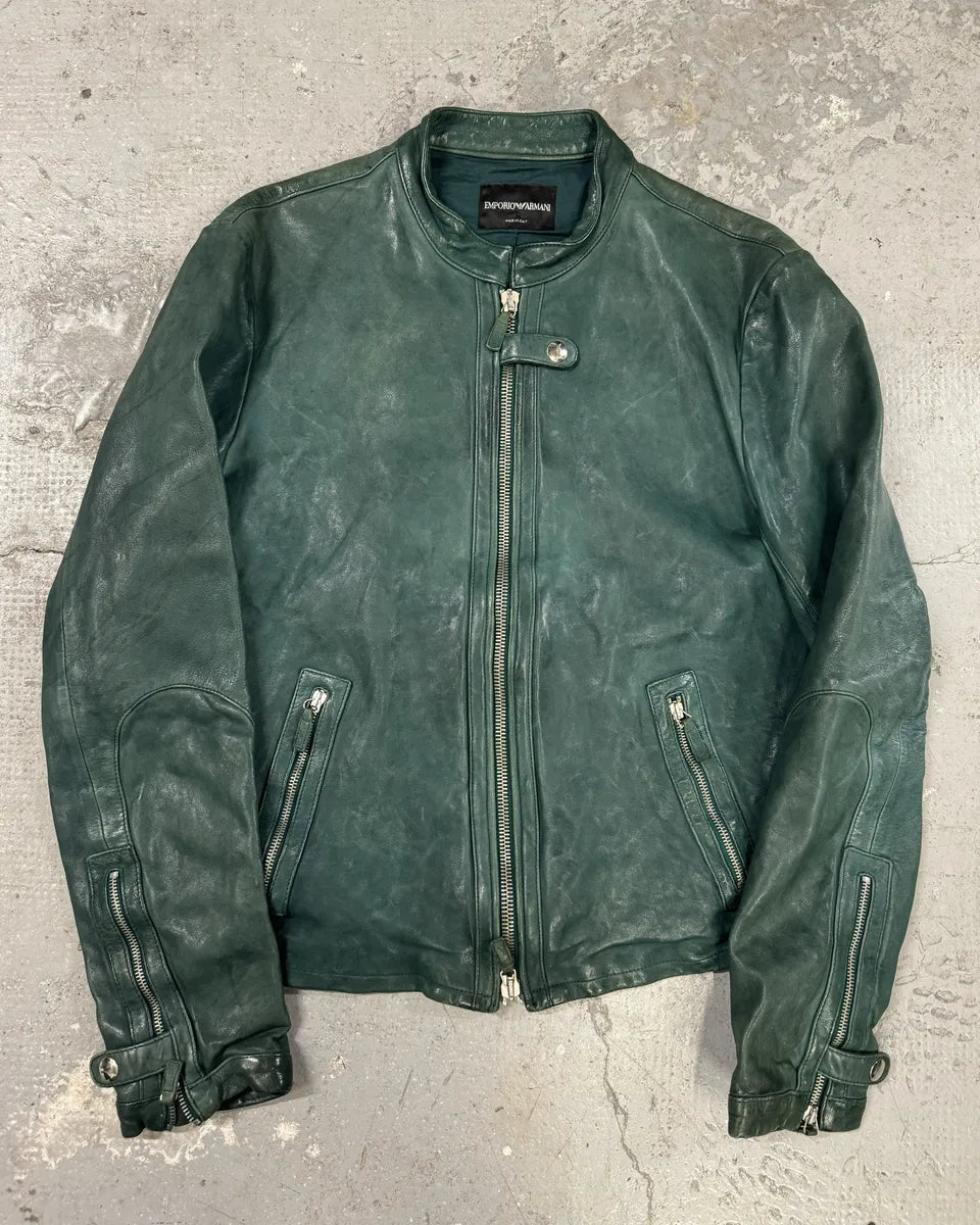 SS2012 Emporio Armani Pure Raw Green Leather Jacket (M) 0