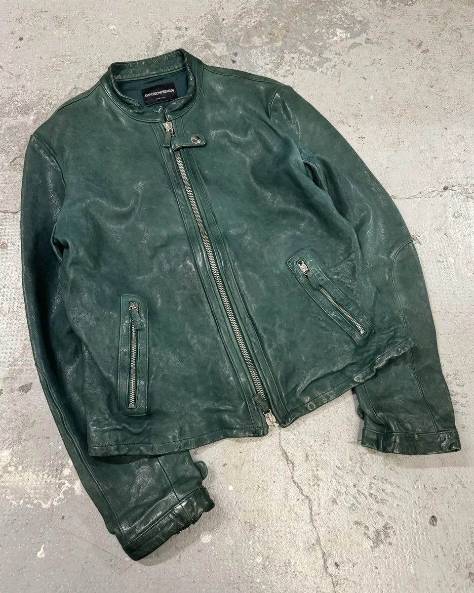 SS2012 Emporio Armani Pure Raw Green Leather Jacket (M) 3