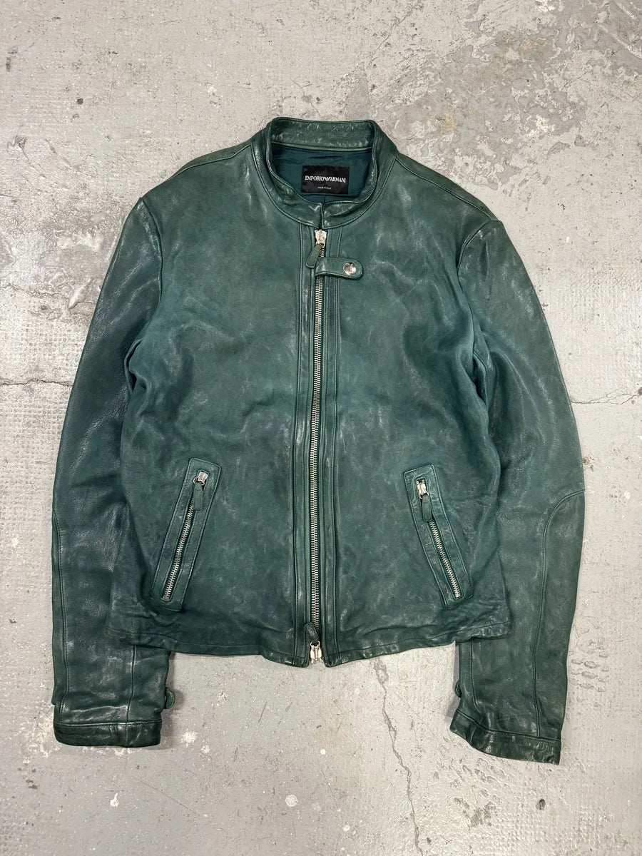 SS2012 Emporio Armani Pure Raw Green Leather Jacket (M) 4