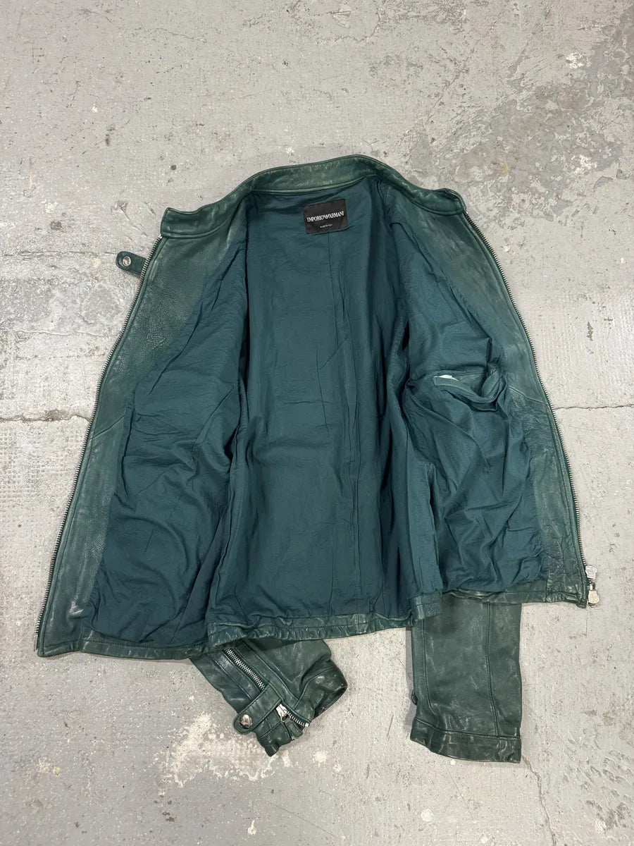 SS2012 Emporio Armani Pure Raw Green Leather Jacket (M) 6