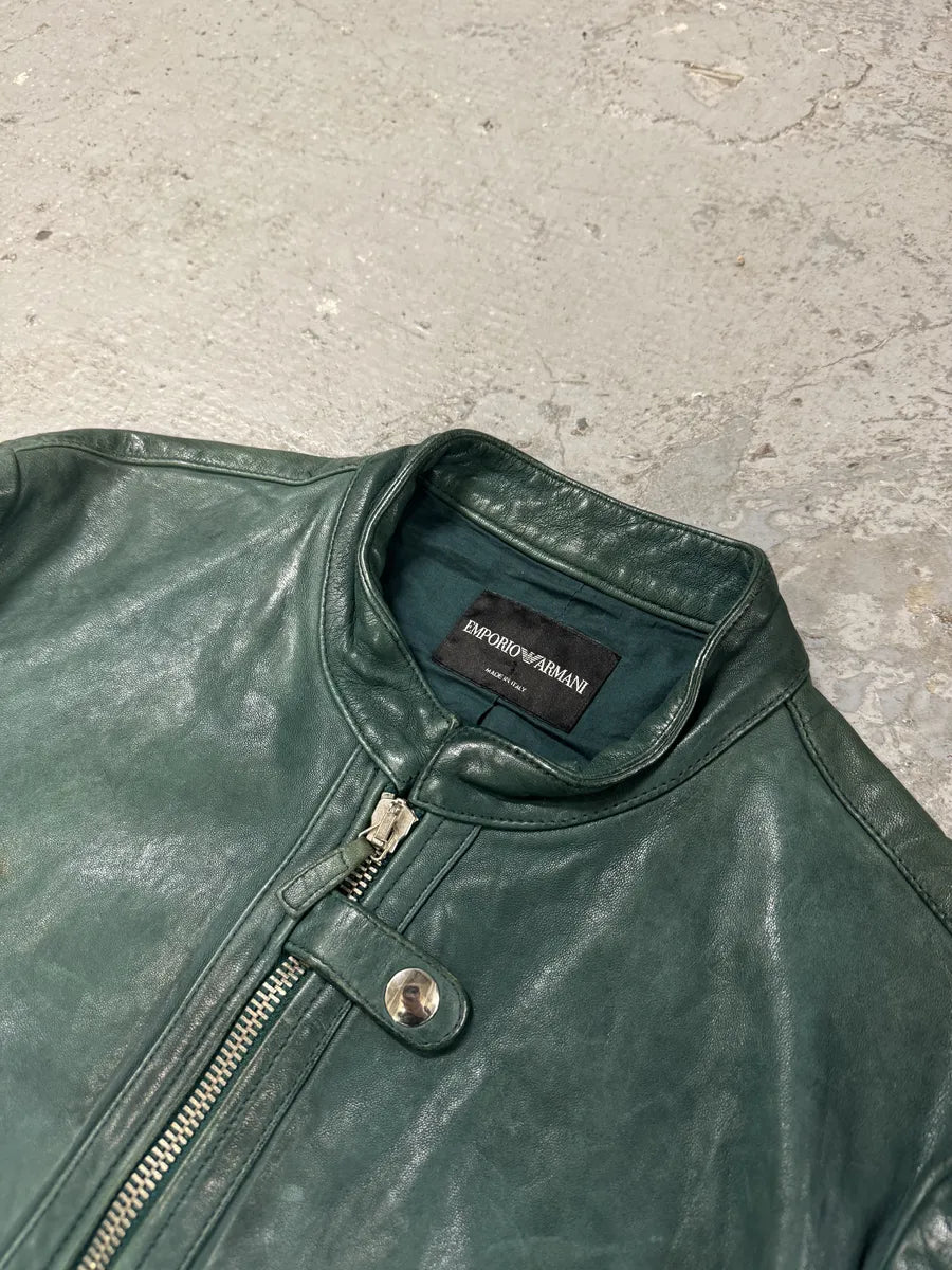 SS2012 Emporio Armani Pure Raw Green Leather Jacket (M) 7