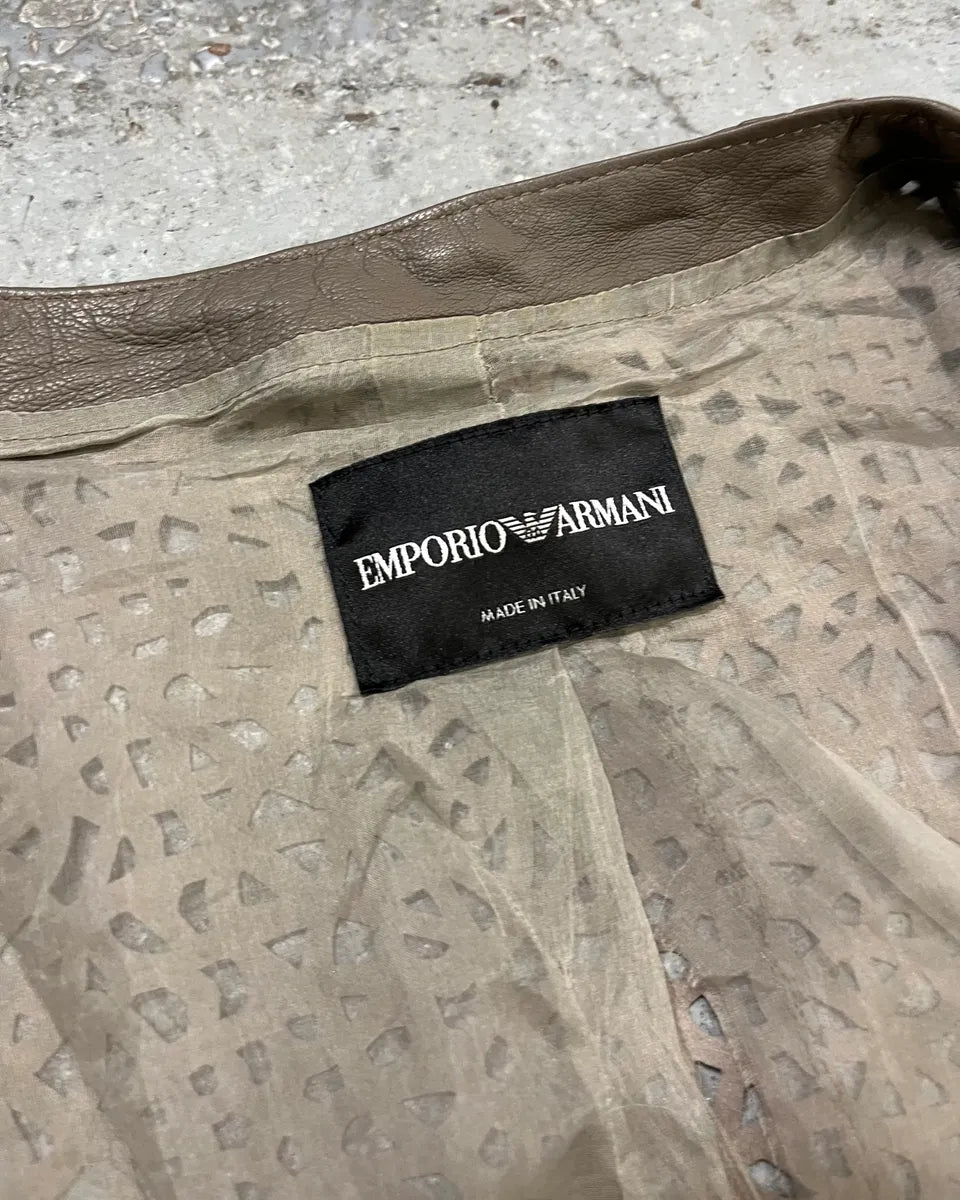 SS2012 Emporio Armani Taupe Perforated Leather Jacket LnLTUDV 8