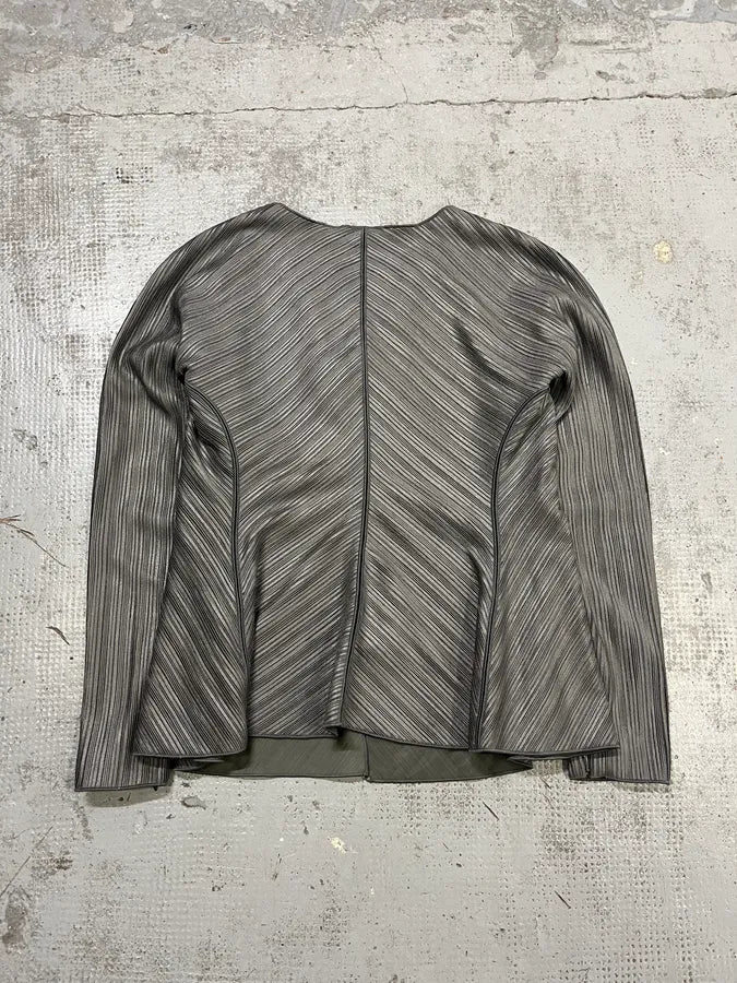 SS2012 Giorgio Armani Pleated Striped Grey Jacket fAUmhlA 3