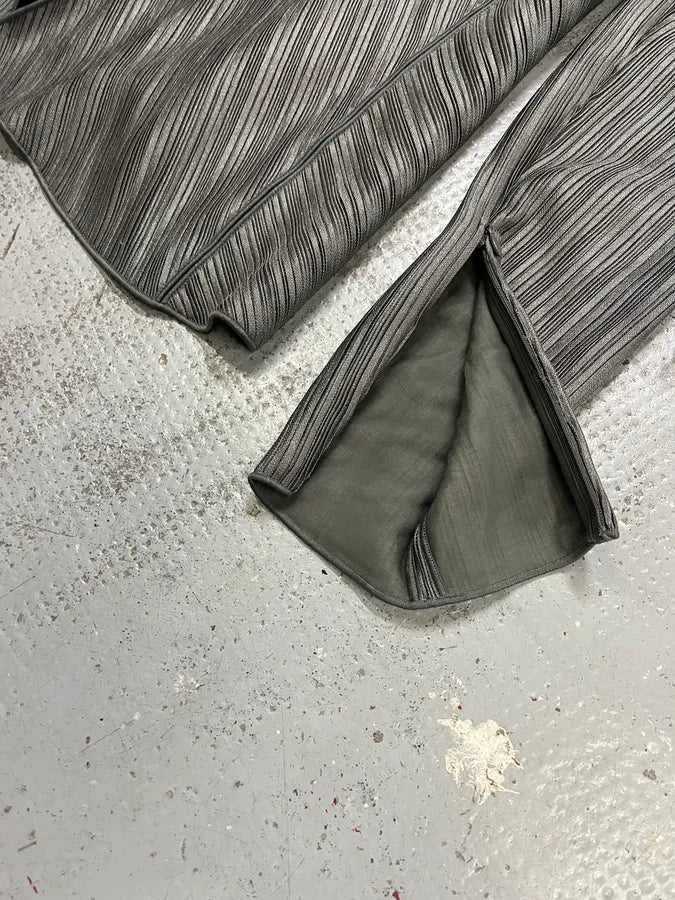 SS2012 Giorgio Armani Pleated Striped Grey Jacket fAUmhlA 7