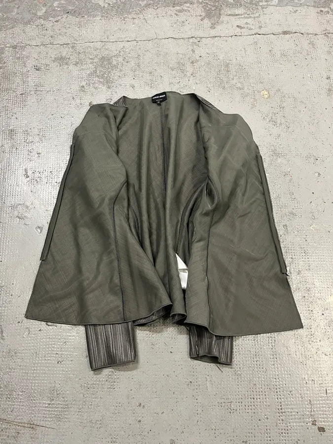 SS2012 Giorgio Armani Pleated Striped Grey Jacket fAUmhlA 8