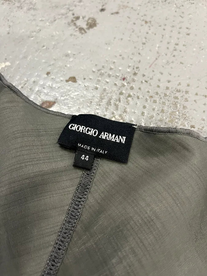 SS2012 Giorgio Armani Pleated Striped Grey Jacket fAUmhlA 9