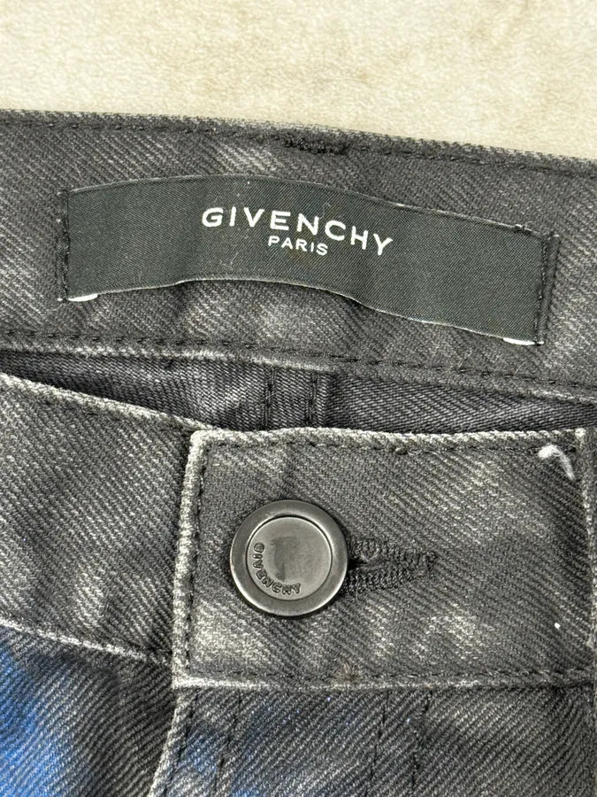 SS2012 Givenchy Black & Blue Abstract Waxed Denim Jeans yhIjgdg 8