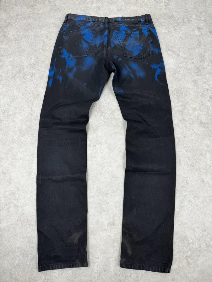 SS2012 Givenchy Black & Blue Abstract Waxed Denim Jeans yhIjgdg 4