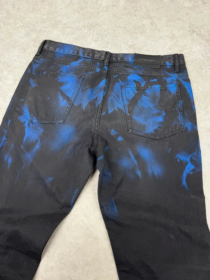 SS2012 Givenchy Black & Blue Abstract Waxed Denim Jeans yhIjgdg 6