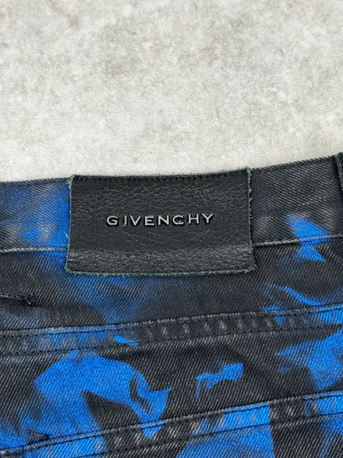 SS2012 Givenchy Black & Blue Abstract Waxed Denim Jeans yhIjgdg 7