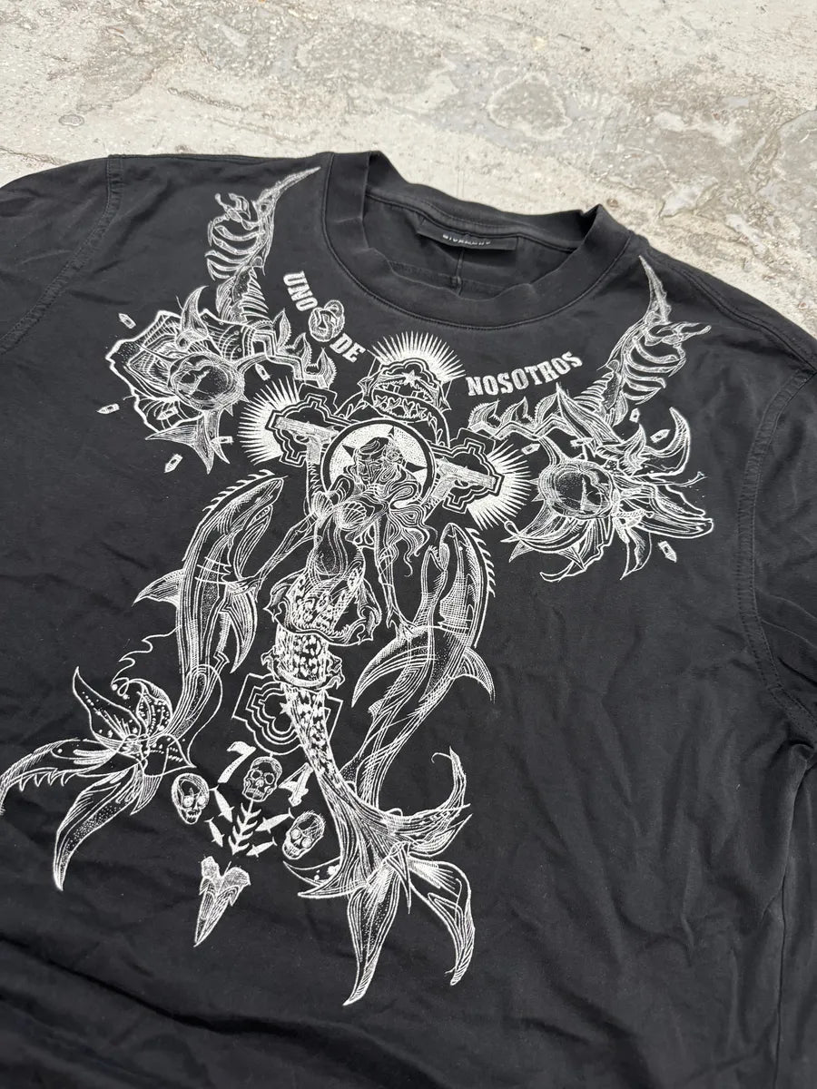 SS2012 Givenchy Mermaid & Sharks Black T-Shirt by Riccardo Tisci ZTvVWFY 4