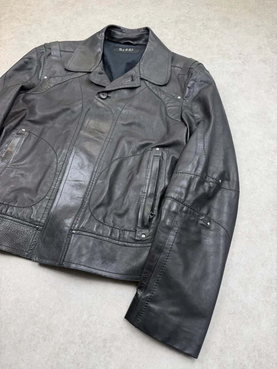SS2012 Gucci Black Leather Premium Buckle Jacket by Frida Giannini mKzESqj 10