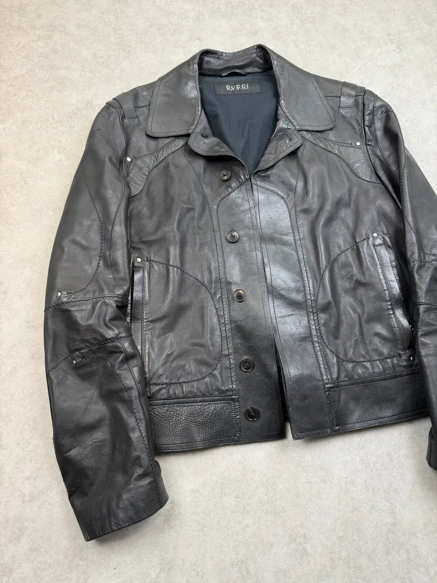SS2012 Gucci Black Leather Premium Buckle Jacket by Frida Giannini mKzESqj 14
