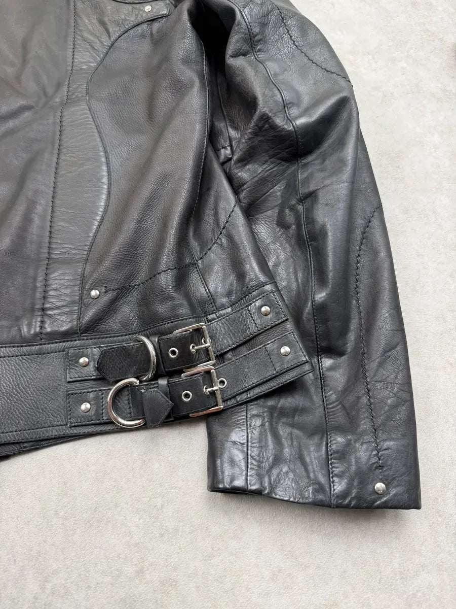 SS2012 Gucci Black Leather Premium Buckle Jacket by Frida Giannini mKzESqj 7