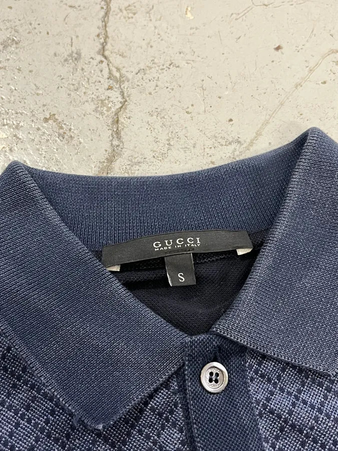 SS2012 Gucci Jacquard Navy Polo Shirt TESXdix 6