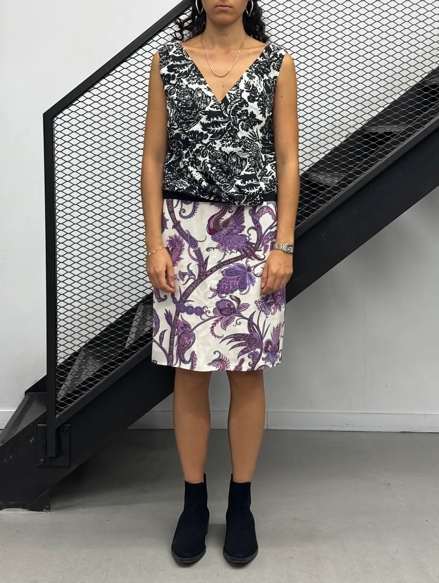 SS2012 Gucci Purple Hybrid Flowers & Birds Pattern Dress by Frida Giannini SqJDZiN 2