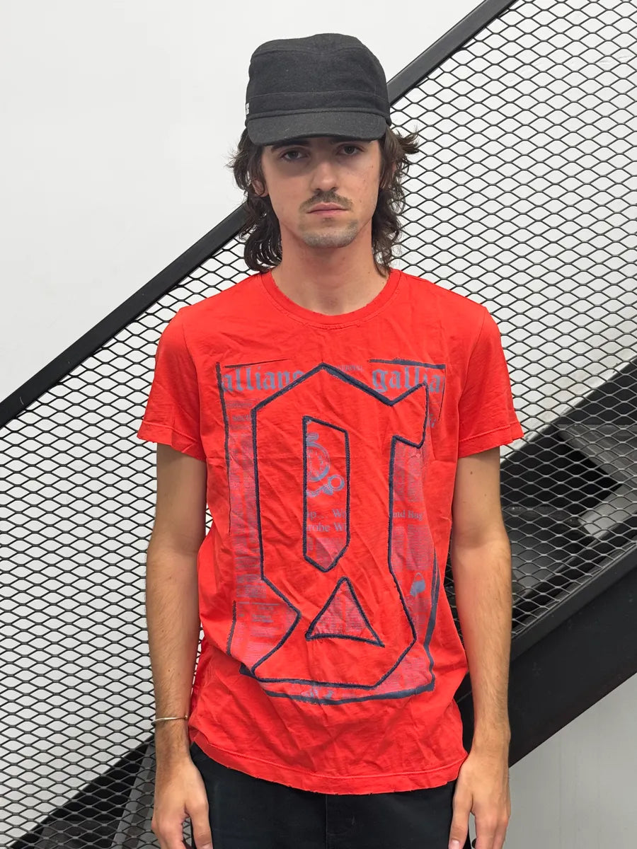 SS2012 John Galliano Embroidered Logo Red T-Shirt nkzcBma 1