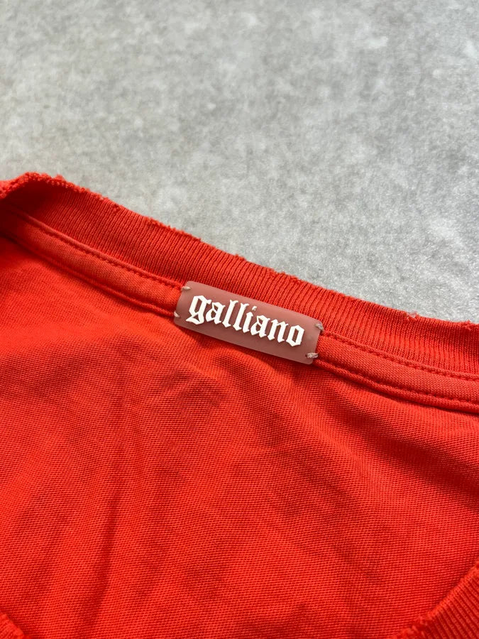 SS2012 John Galliano Embroidered Logo Red T-Shirt nkzcBma 9