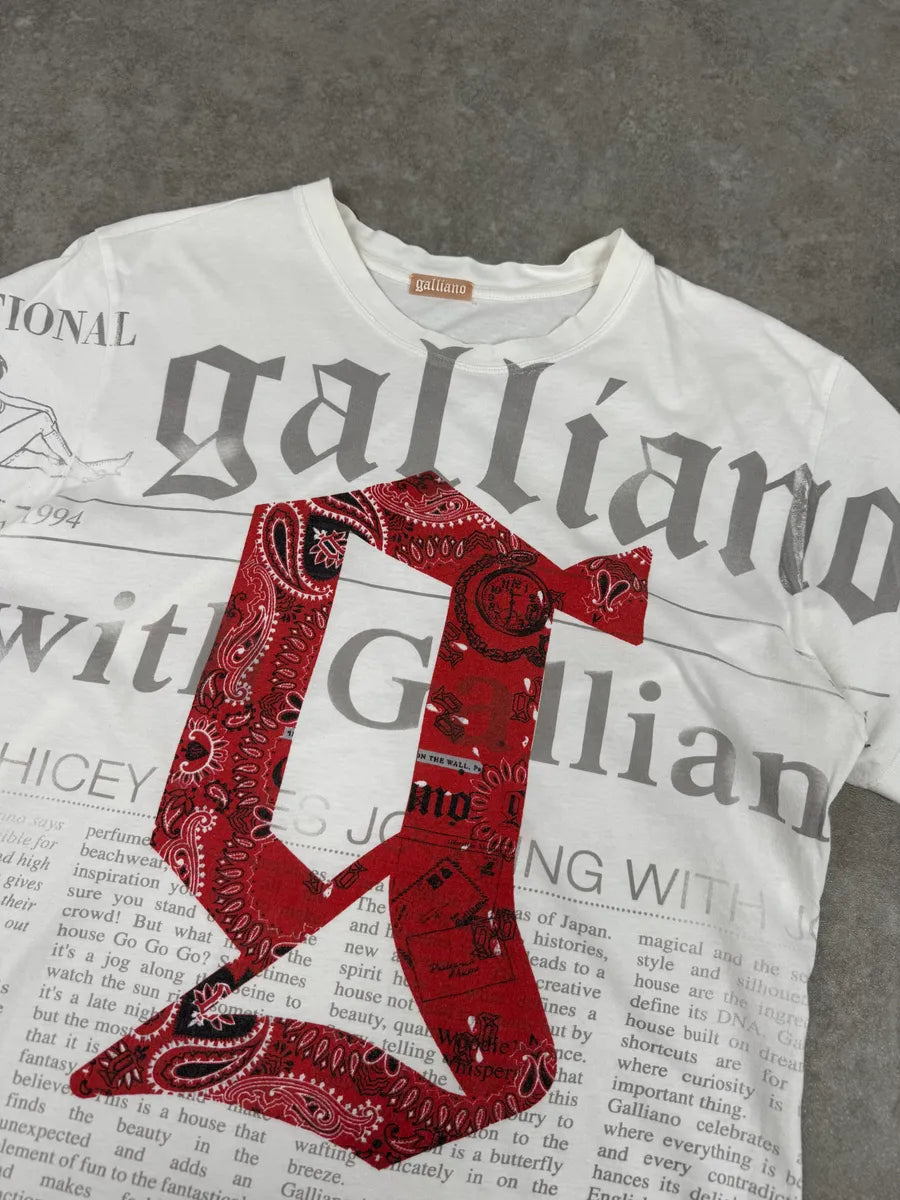 SS2012 John Galliano White Newspaper G Print T-Shirt cqUlagk 4