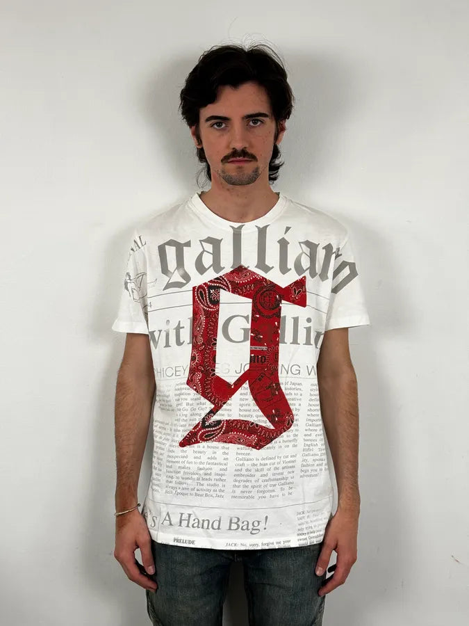 SS2012 John Galliano White Newspaper G Print T-Shirt cqUlagk 1