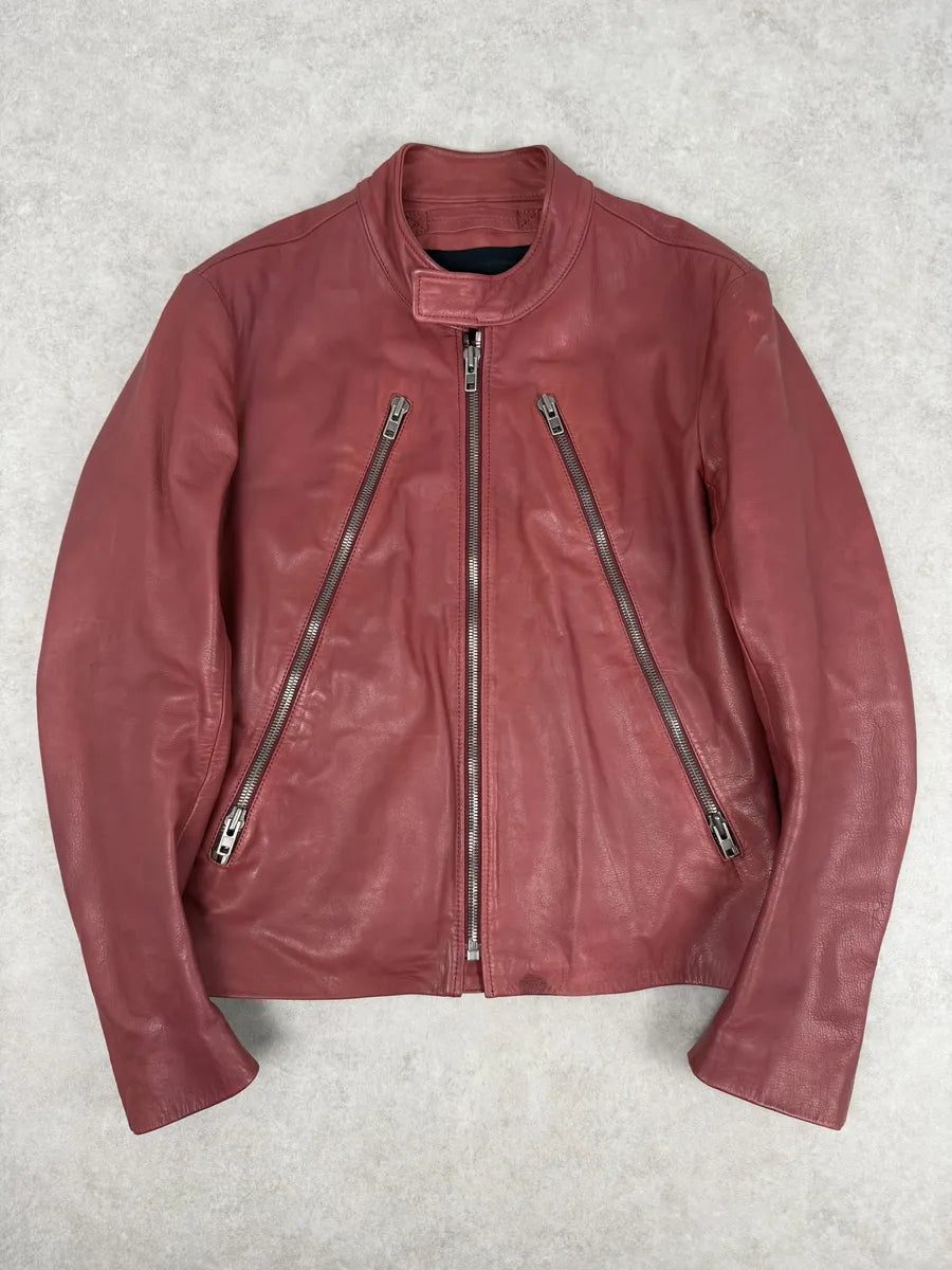 SS2012 Maison Margiela 5 Zip Red Leather Jacket syEjcph 0