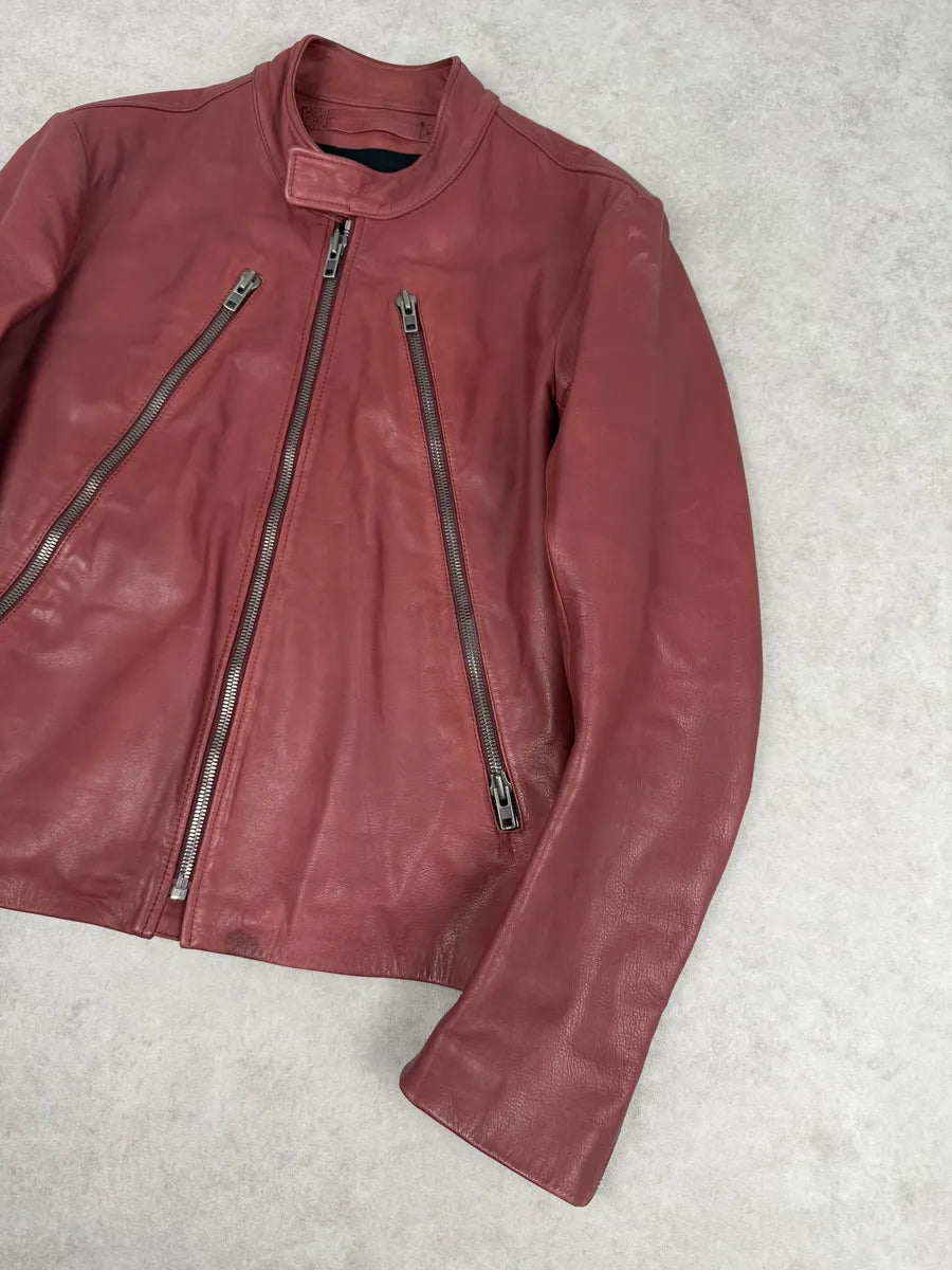 SS2012 Maison Margiela 5 Zip Red Leather Jacket syEjcph 11