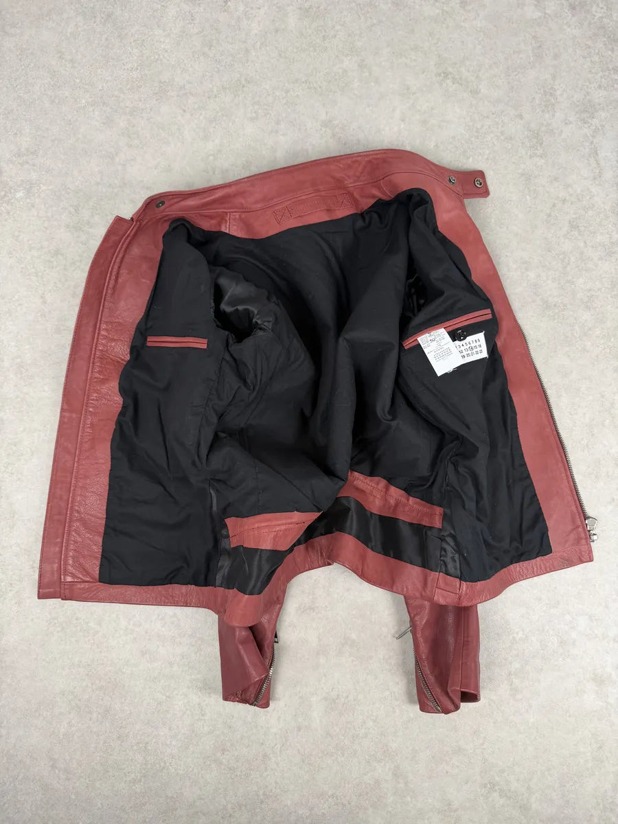 SS2012 Maison Margiela 5 Zip Red Leather Jacket syEjcph 12