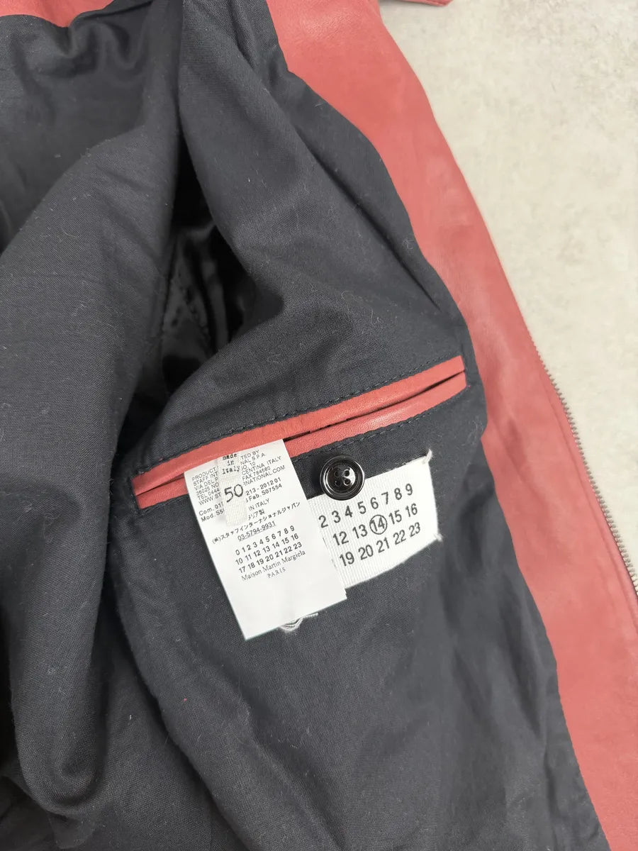 SS2012 Maison Margiela 5 Zip Red Leather Jacket syEjcph 13