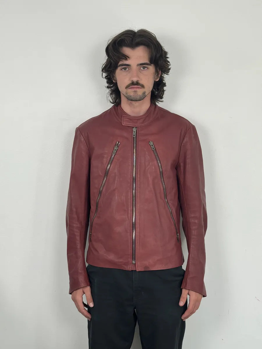 SS2012 Maison Margiela 5 Zip Red Leather Jacket syEjcph 2