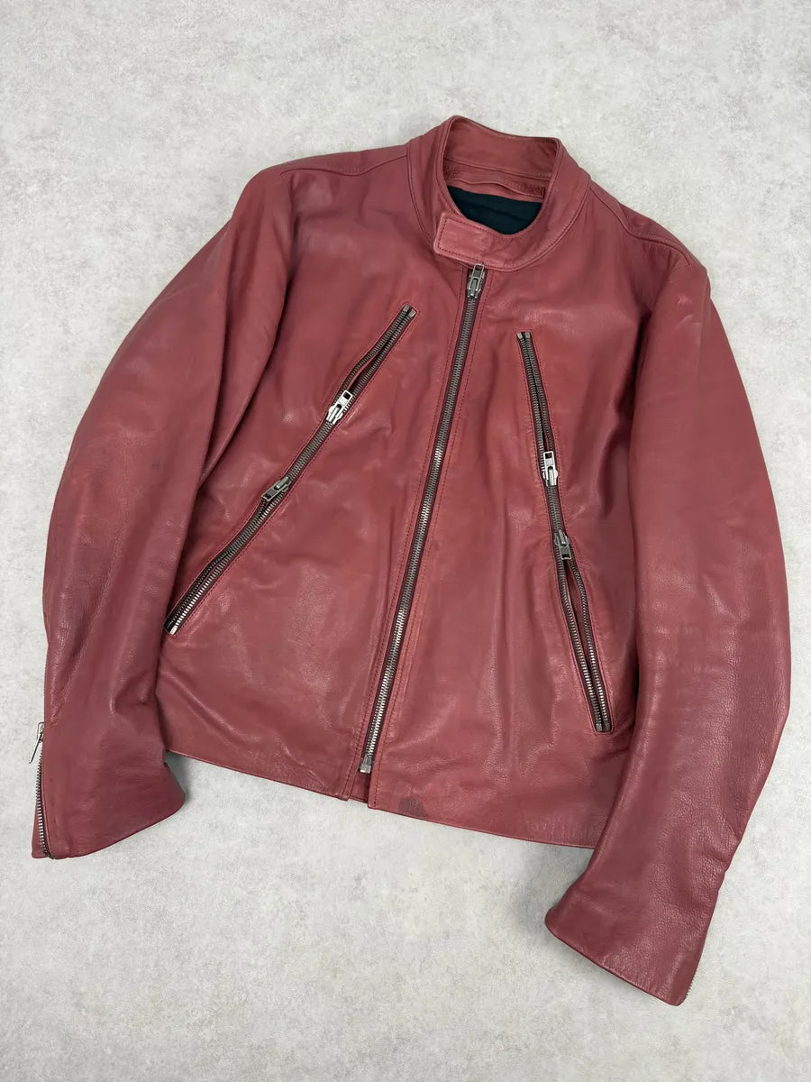 SS2012 Maison Margiela 5 Zip Red Leather Jacket syEjcph 4