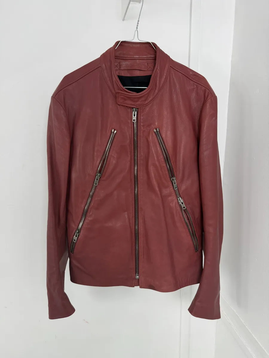 SS2012 Maison Margiela 5 Zip Red Leather Jacket syEjcph 5