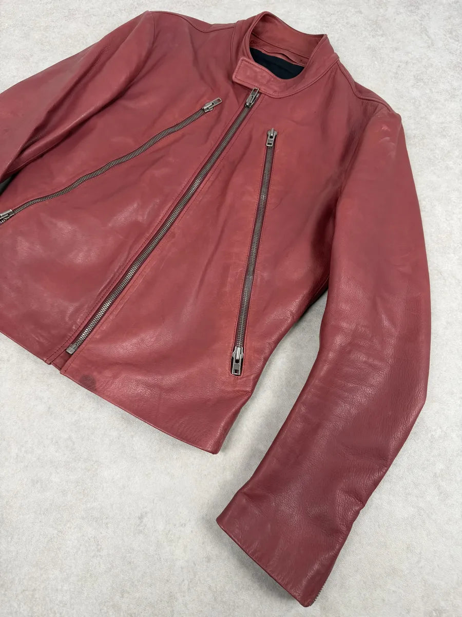 SS2012 Maison Margiela 5 Zip Red Leather Jacket syEjcph 6
