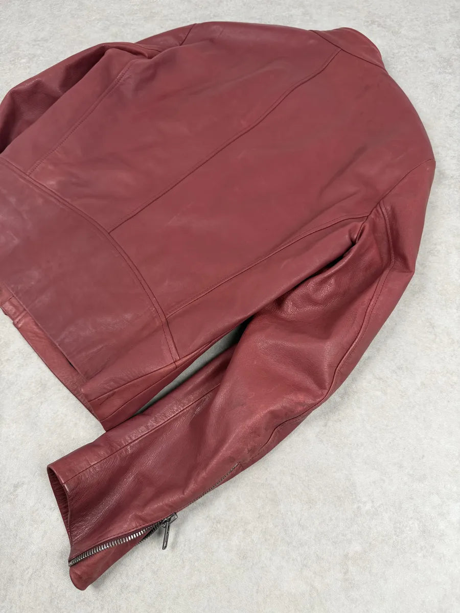 SS2012 Maison Margiela 5 Zip Red Leather Jacket syEjcph 7