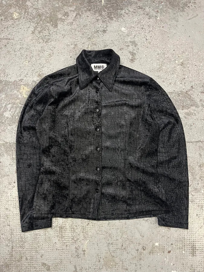 SS2012 Maison Margiela MM6 Black Crocodile Effect Obscure Shirt (M) WWCHGuj 0
