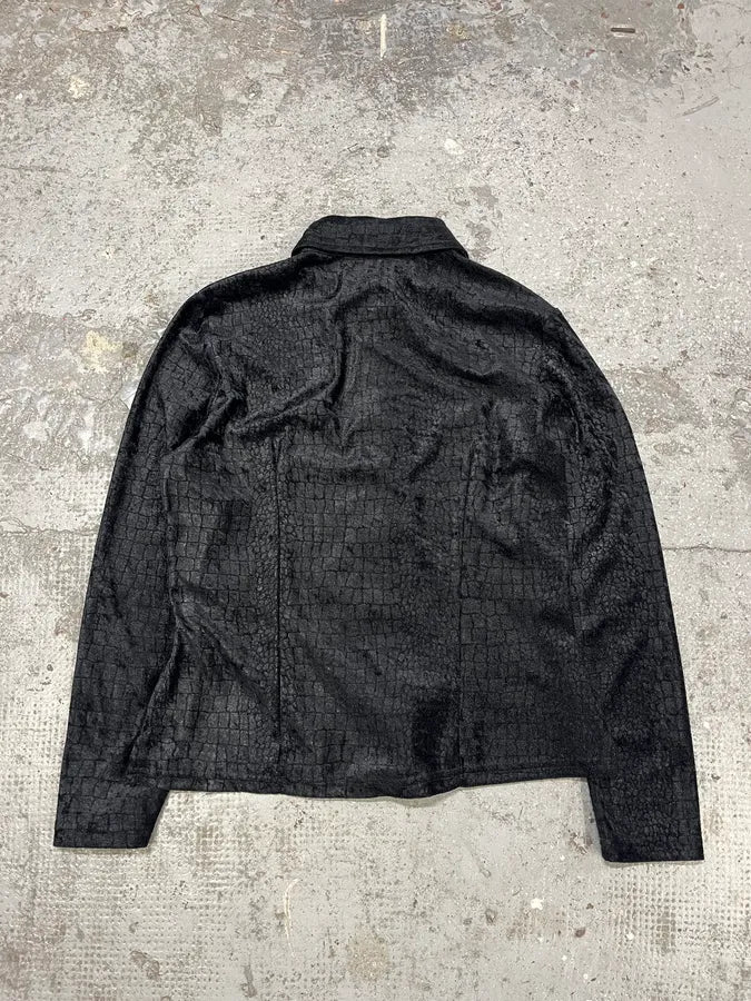 SS2012 Maison Margiela MM6 Black Crocodile Effect Obscure Shirt (M) WWCHGuj 1