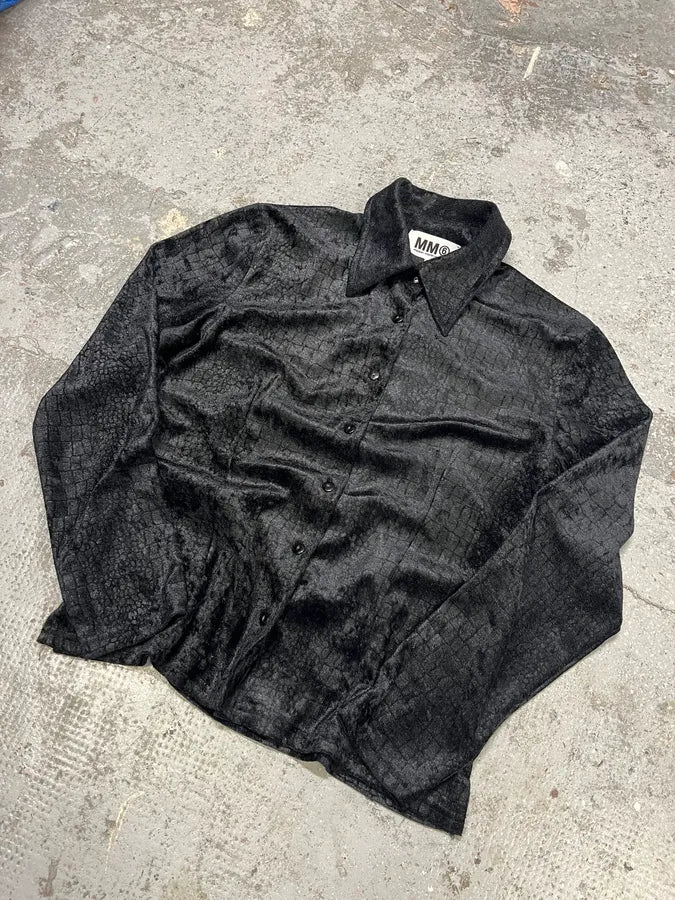 SS2012 Maison Margiela MM6 Black Crocodile Effect Obscure Shirt (M) WWCHGuj 2