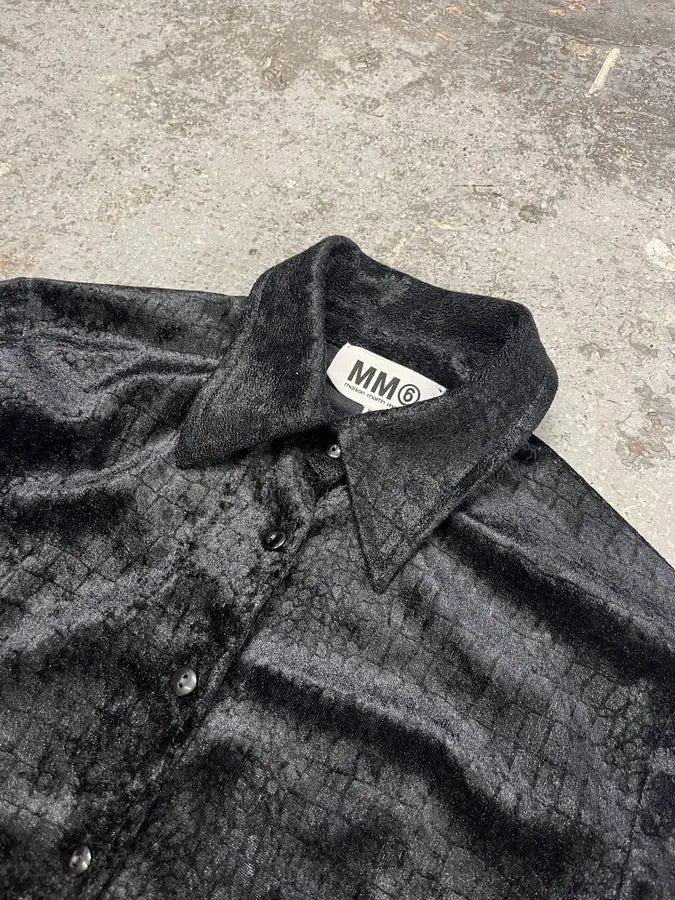 SS2012 Maison Margiela MM6 Black Crocodile Effect Obscure Shirt (M) WWCHGuj 3