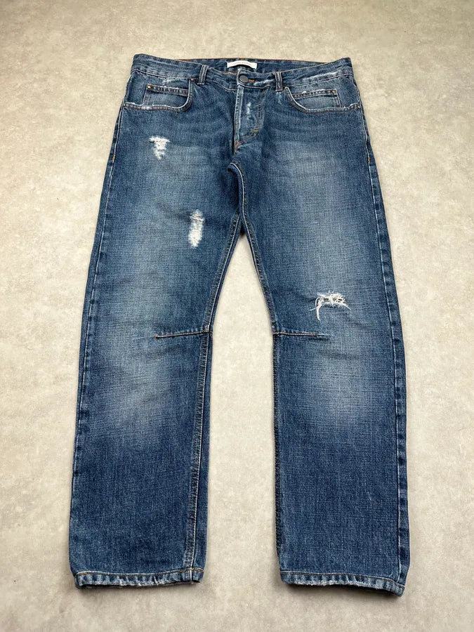 SS2012 Pierre Balmain Blue Denim Distressed Jeans gpijWfr 0