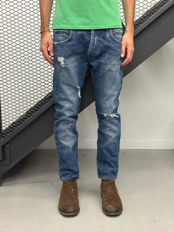 SS2012 Pierre Balmain Blue Denim Distressed Jeans gpijWfr 1