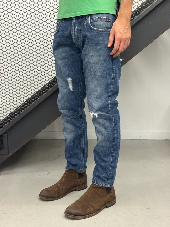 SS2012 Pierre Balmain Blue Denim Distressed Jeans gpijWfr 2