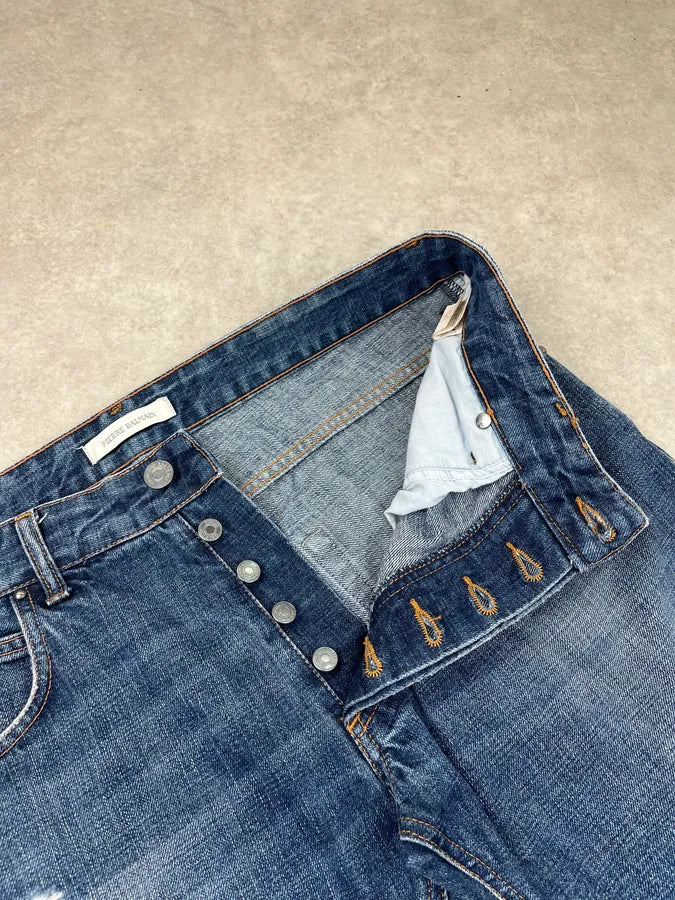 SS2012 Pierre Balmain Blue Denim Distressed Jeans gpijWfr 8