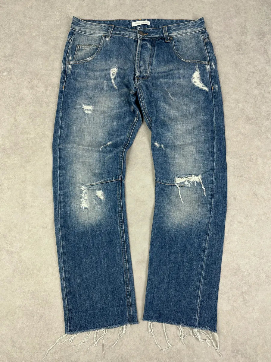 SS2012 Pierre Balmain Light Blue Denim Distressed Jeans sdbFOkl 0