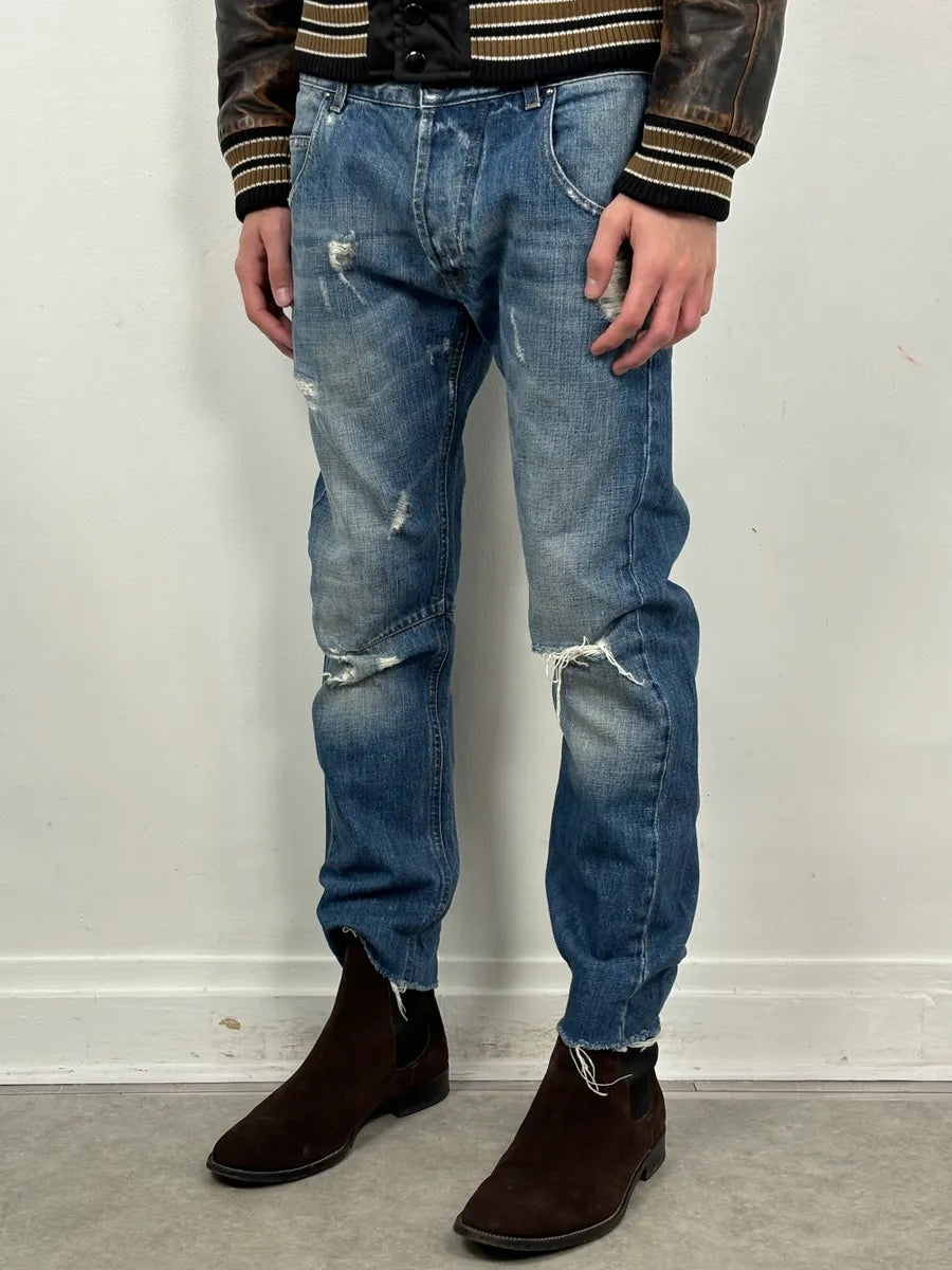 SS2012 Pierre Balmain Light Blue Denim Distressed Jeans sdbFOkl 2