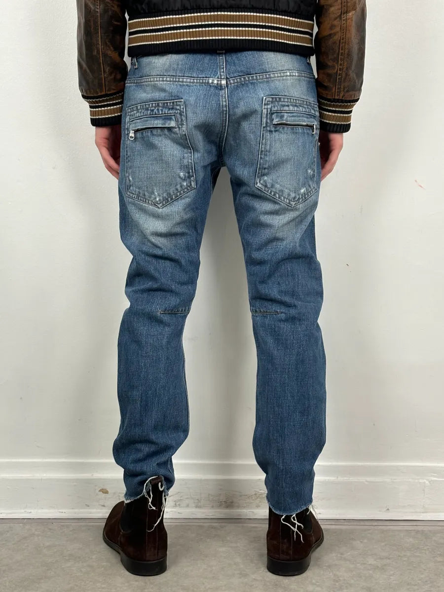 SS2012 Pierre Balmain Light Blue Denim Distressed Jeans sdbFOkl 3