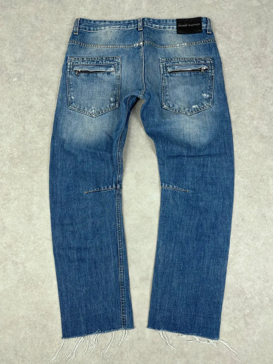 SS2012 Pierre Balmain Light Blue Denim Distressed Jeans sdbFOkl 5
