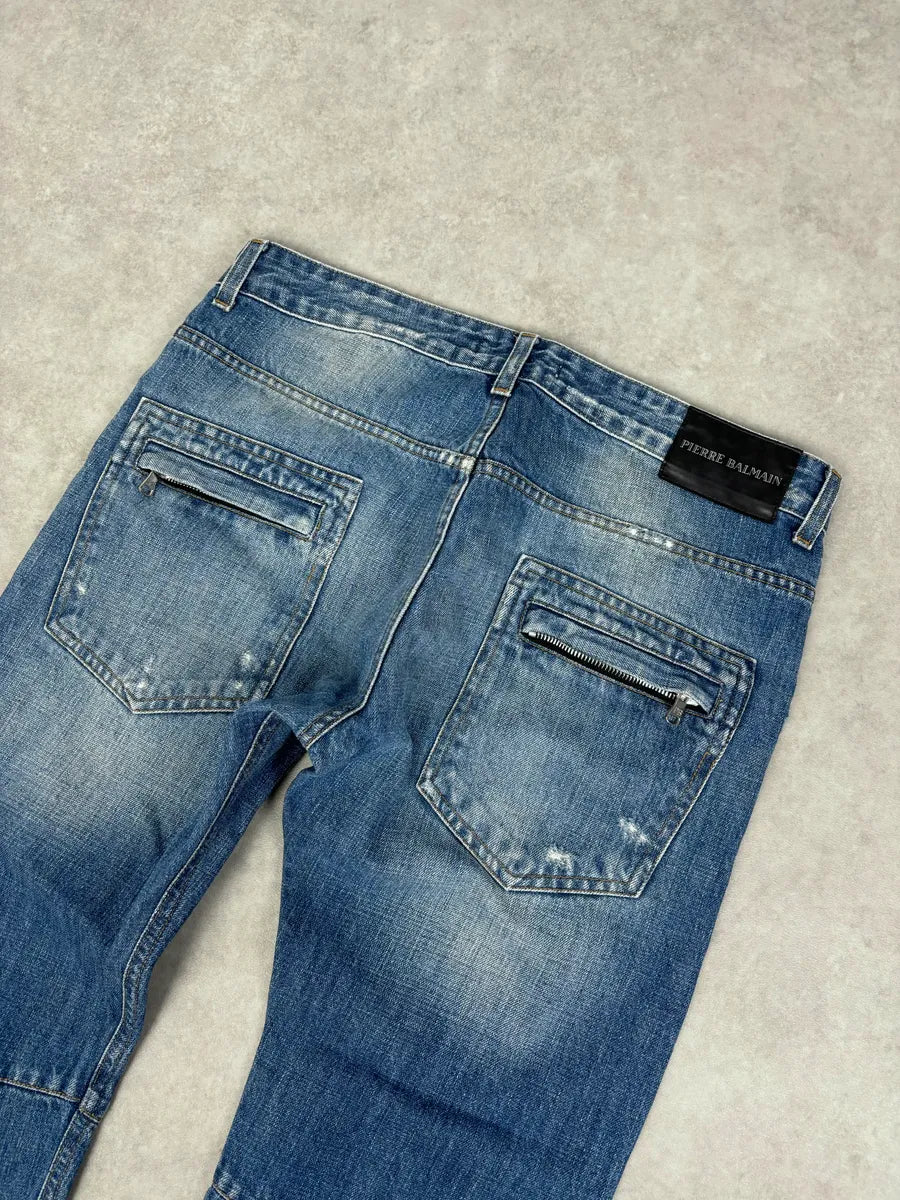 SS2012 Pierre Balmain Light Blue Denim Distressed Jeans sdbFOkl 6