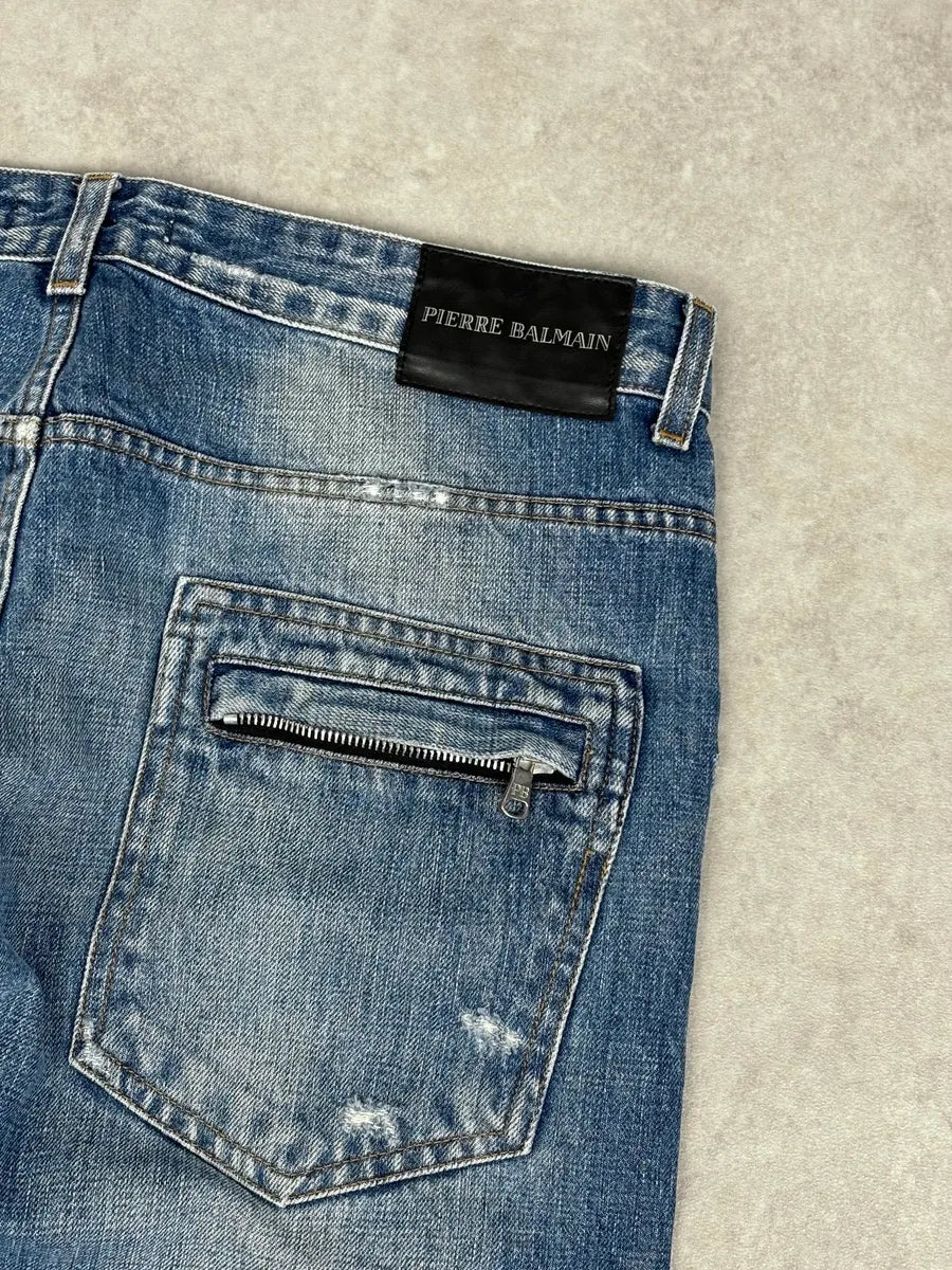 SS2012 Pierre Balmain Light Blue Denim Distressed Jeans sdbFOkl 7